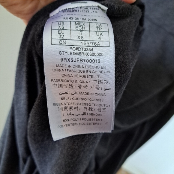 GUESS | Dark grey front key hole & black pleather trim draped style dress - Picture 14 of 15